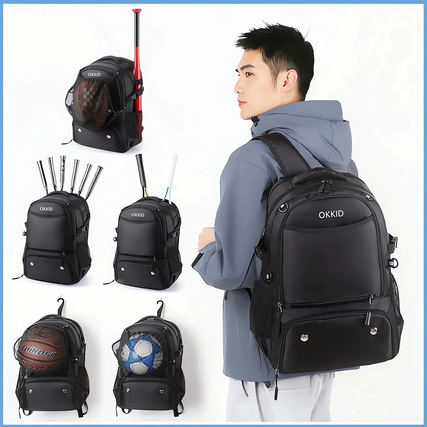 Backpack Large Sports Equipment Bag with Ball Holder & Shoe Compartment
